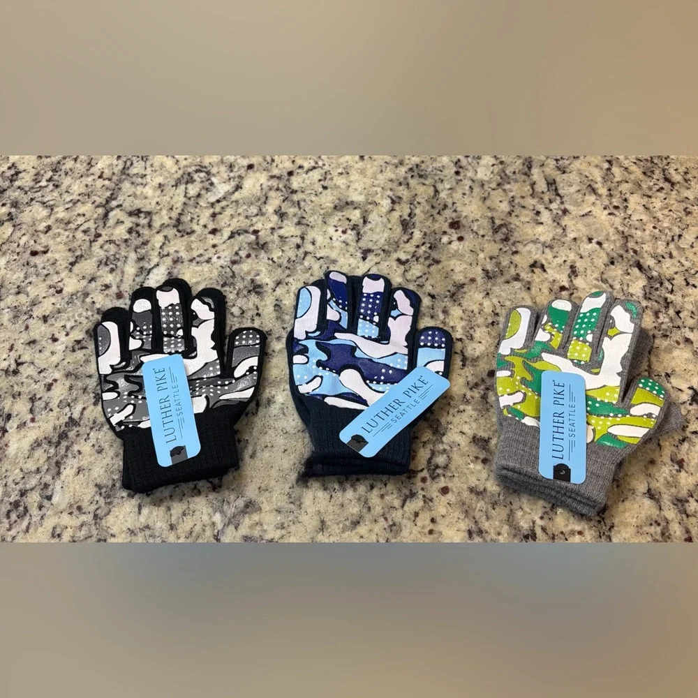 Kids' Camouflage Mittens - Black, Blue, Gray 3 Pack